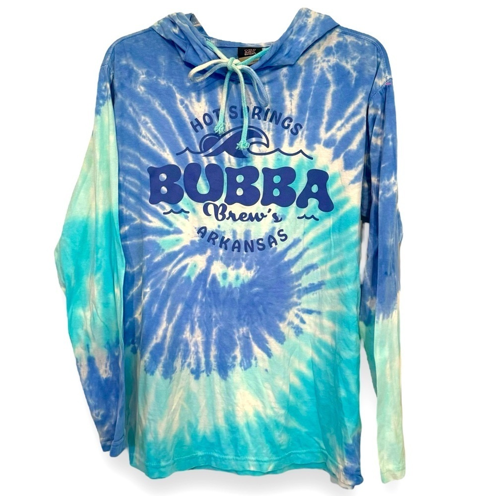 MV Sport Size S Bubba Brew’s Blue Lagoon Mineral Wash Hooded Long Sleeve Tee